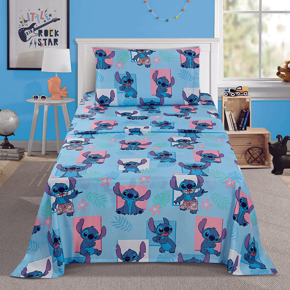 3 Piece "Aloha" Lilo&Stitch Twin Disney Bedsheet Set