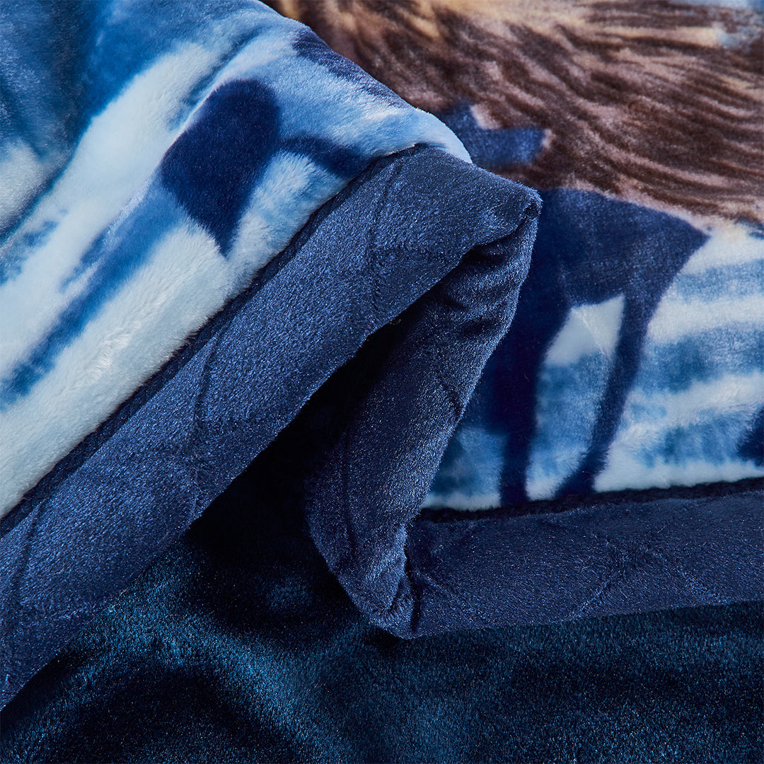 Wolf/Navy CJ489 Golden Lion 2Ply Blanket