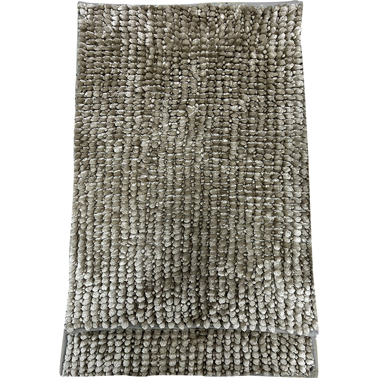 2 Piece Beige Silk Touch Chenille Bath Set