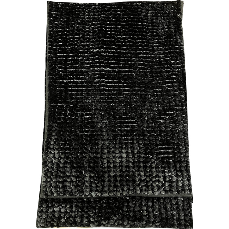 2 Piece Black Silk Touch Chenille Bath Set