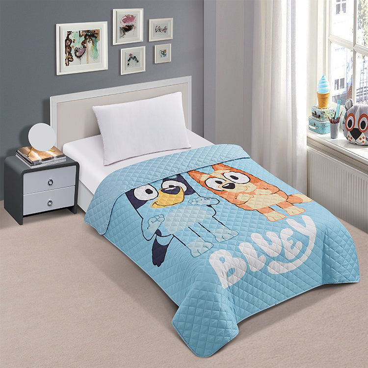 "Again" Bluey Twin/Full BBC Bedspread