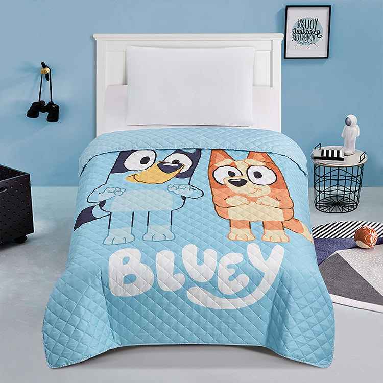 "Again" Bluey Twin/Full BBC Bedspread