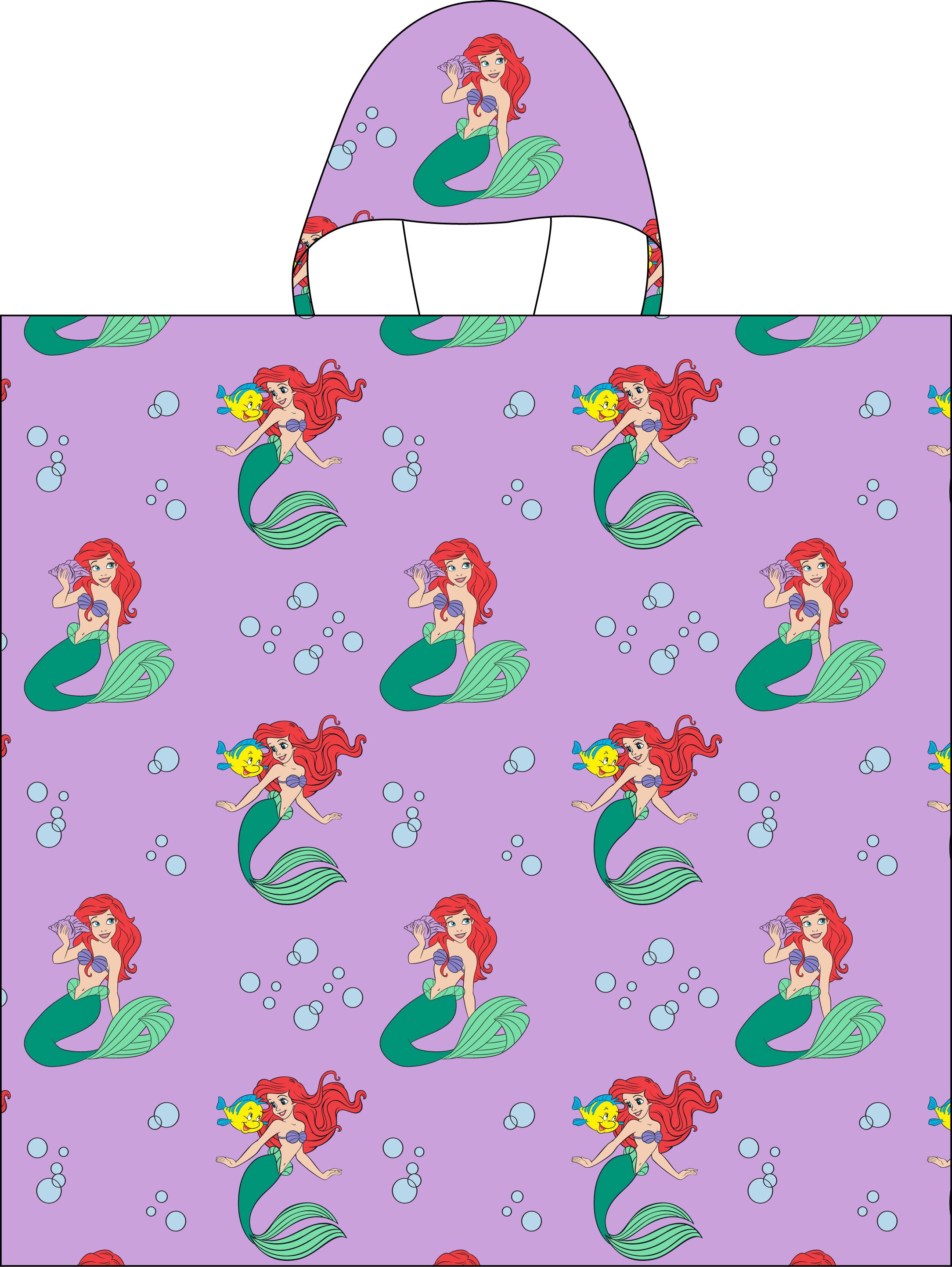 "Bubbles" Little Mermaid -  Hooded Poncho