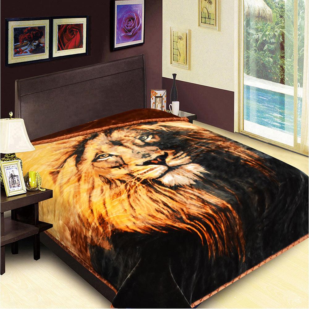 Heavy Weight Heat 2 Ply Blanket - CJ1347 Lion/Dark Brown - Dahdoul Online