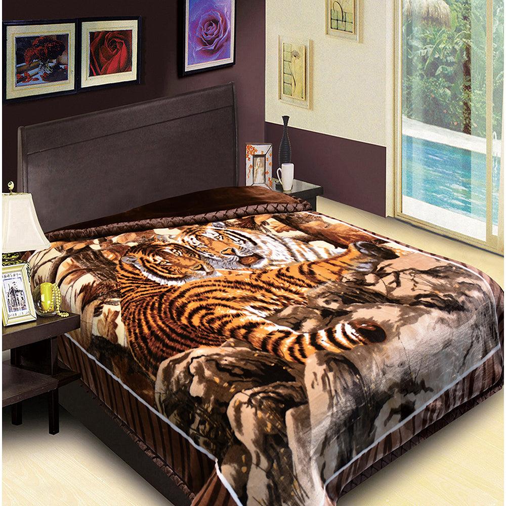 Tiger/Dark Brown CJ388 Golden Lion 2Ply Blanket - Dahdoul Online