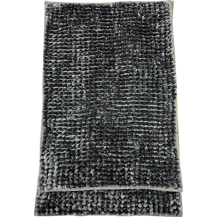 2 Piece Charcoal Silk Touch Chenille Bath Set