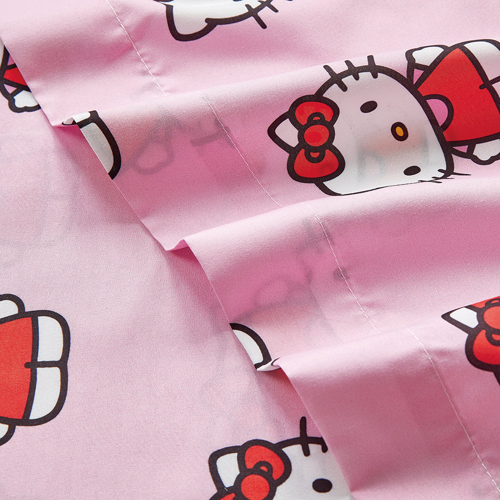 3Piece "Classic Girl in Pink" Hello Kitty Twin Sanrio Bedsheet Set