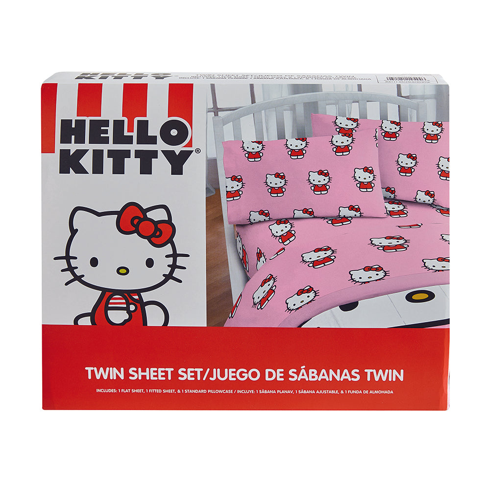 3Piece "Classic Girl in Pink" Hello Kitty Twin Sanrio Bedsheet Set