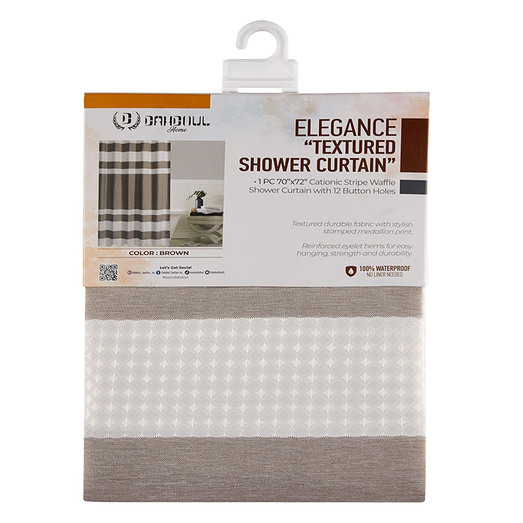Elegance “Textured Shower Curtain Set" - Brown