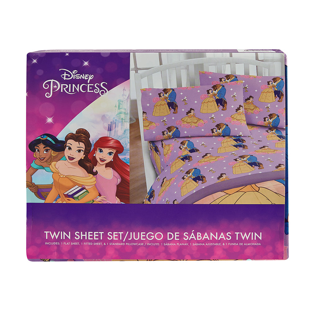 3 Piece "Dance With Me" Beauty & The Beast Twin Disney Bedsheet Set