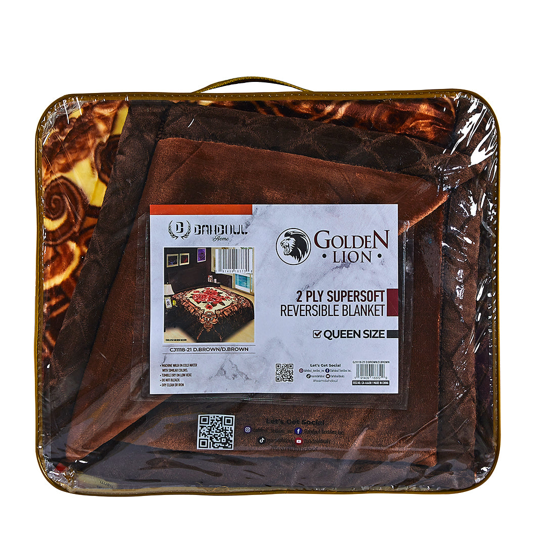 Manta marrón CJ1118-21 SZ Golden Lion de 2 capas 