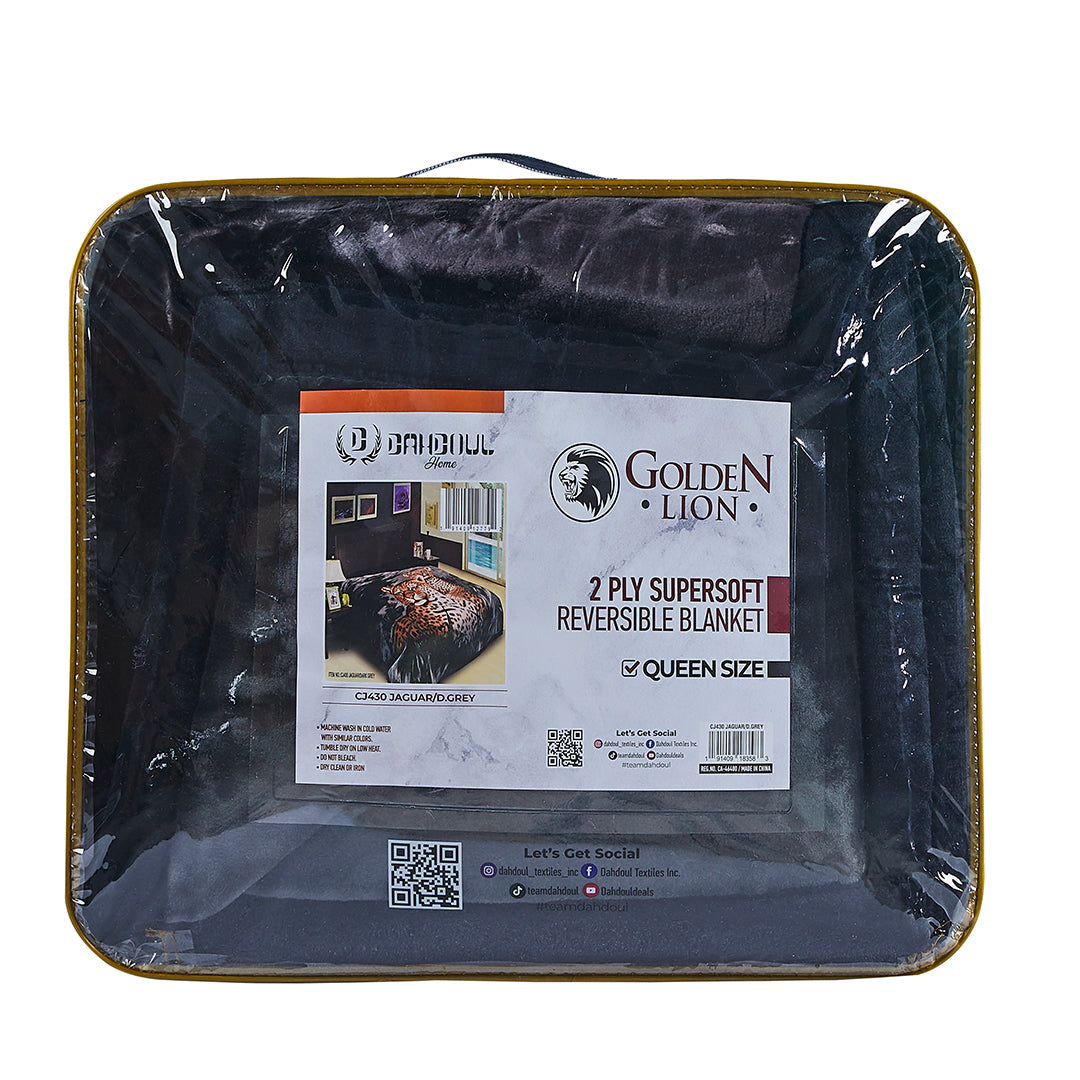 Manta de 2 capas Jaguar/Gris oscuro CJ430 Golden Lion 