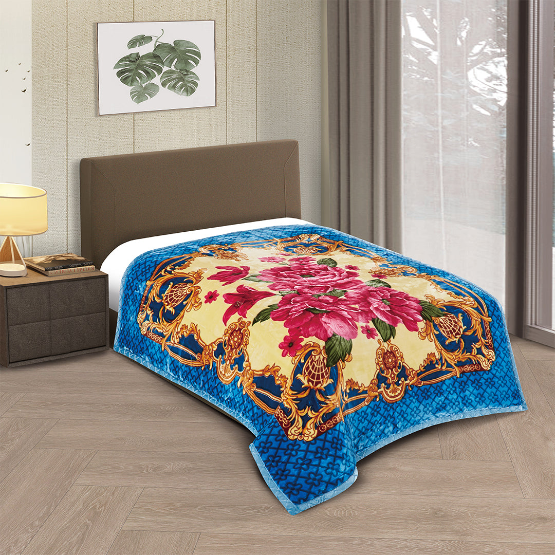 Blue CJ990 Golden Lion 2Ply Blanket
