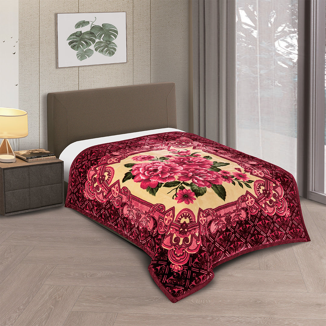 Burgundy CJ1118-21 JH Golden Lion 2Ply Blanket