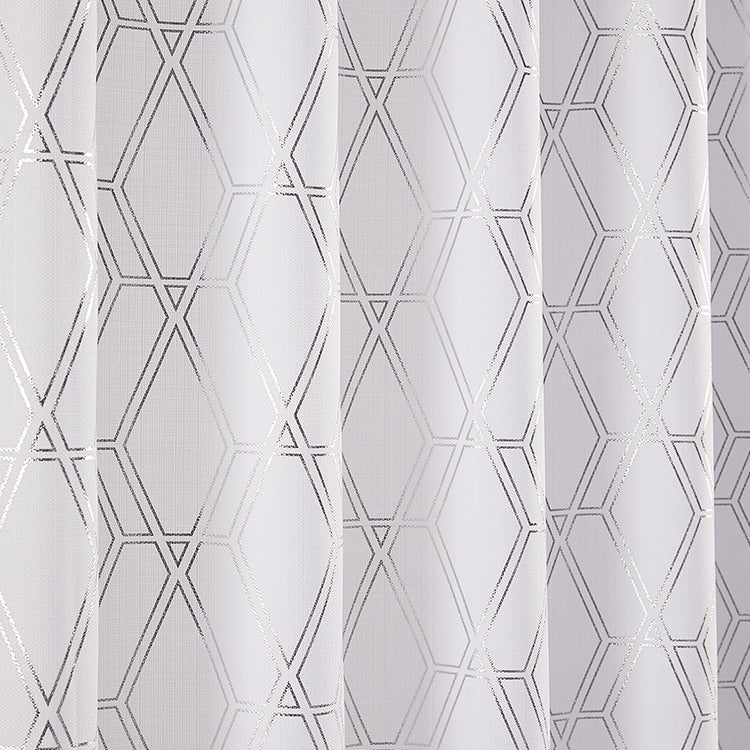 14 Piece "Gabriella-Silver Foil" Roaring Metallic Shower Curtain