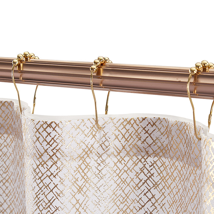14 Piece "Crossy-Gold Foil" Roaring Metallic Shower Curtain