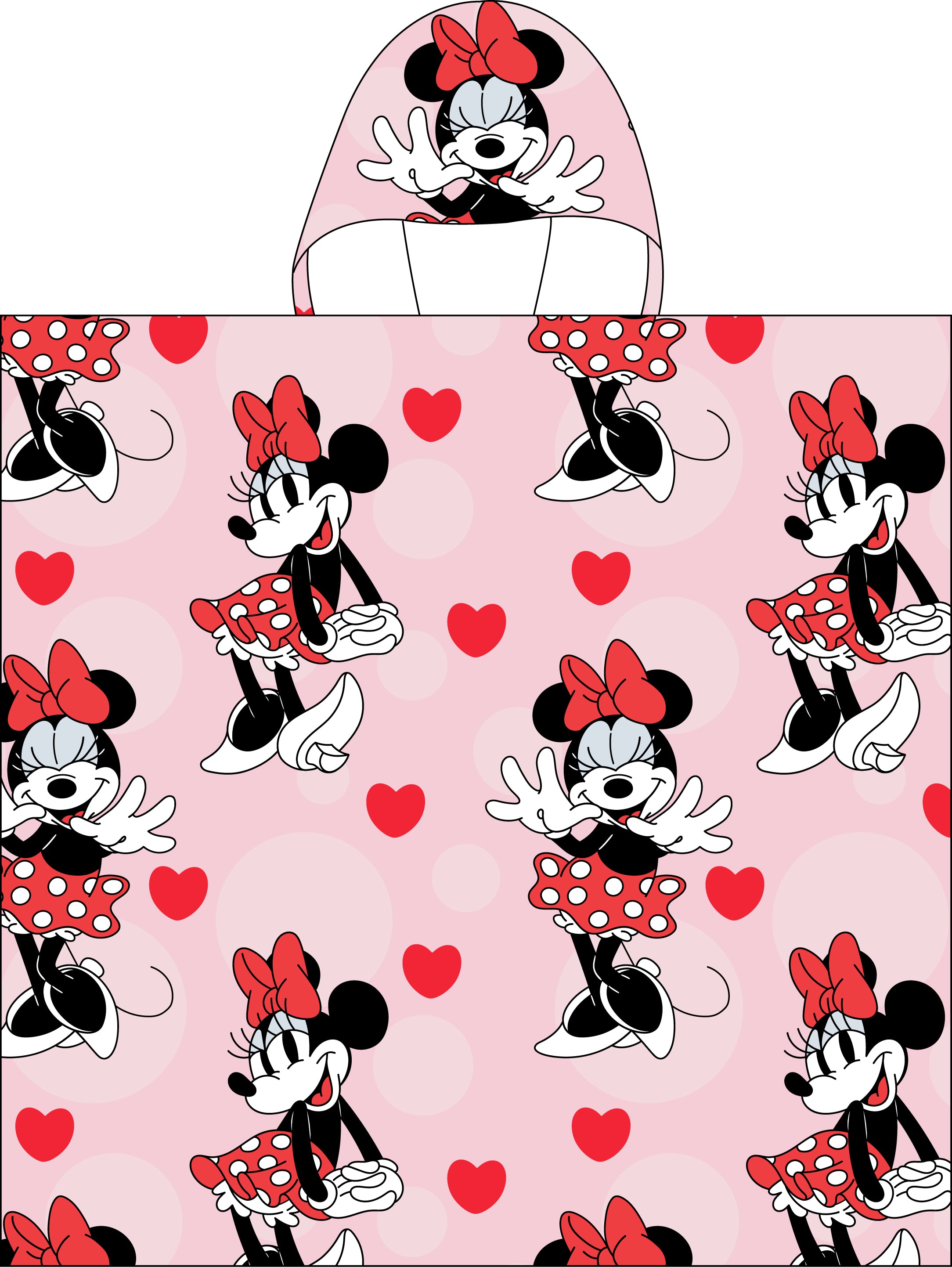 "Hearts and Love" Minnie -  Hooded Poncho