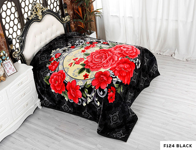 HEAVY WEIGHT 2 PLY BLANKET WITH EMBOSS FLOWER GROUP-A (6 blanket per-case)
