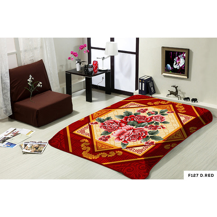 HEAVY WEIGHT 2 PLY BLANKET WITH EMBOSS FLOWER GROUP-B (6 BLANKETS PER-CASE)