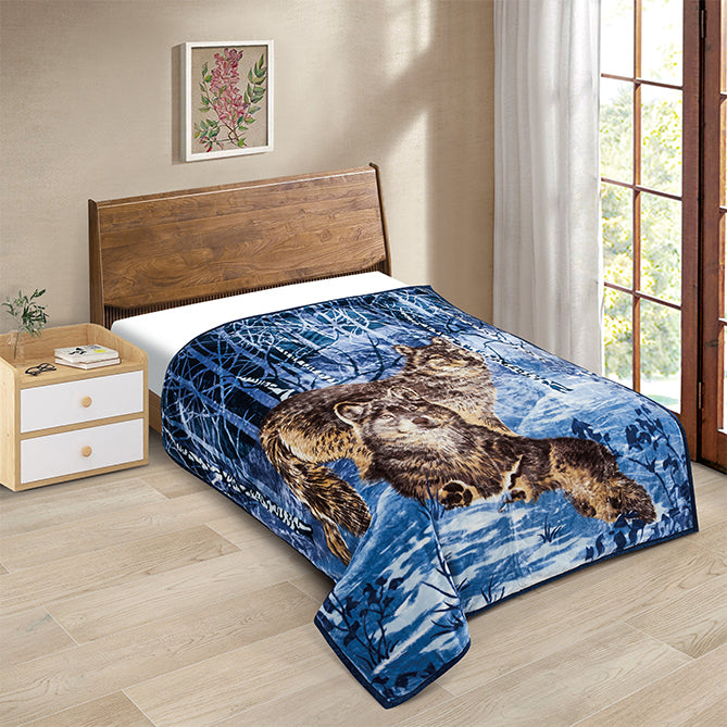 Heavy Weight Heat 2 Ply Blanket - CJ489 Wolf/Navy