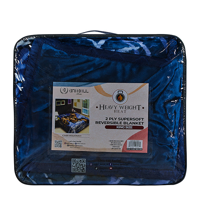 Heavy Weight Heat 2 Ply Blanket - CJ489 Wolf/Navy