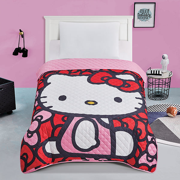 公*o様 レア Hello Kitty キルティングマット 120×100cm HelloKitty_WorldofBows_Bedspre