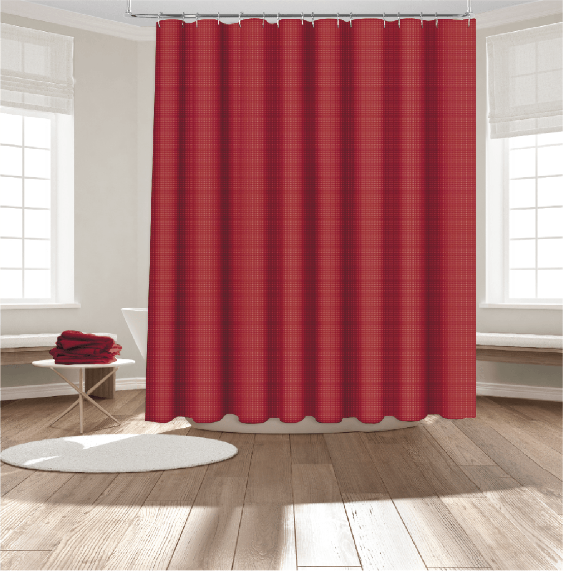 14 Pieces Jester Red Roaring Fork Shower Curtain with Liner - Dahdoul Online