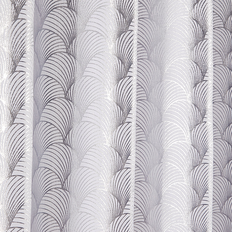 14 Piece "Kinsley- Silver Foil" Roaring Metallic Shower Curtain