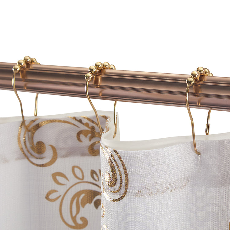 14 Piece "Metallic 0034-Gold Foil" Roaring Metallic Shower Curtain