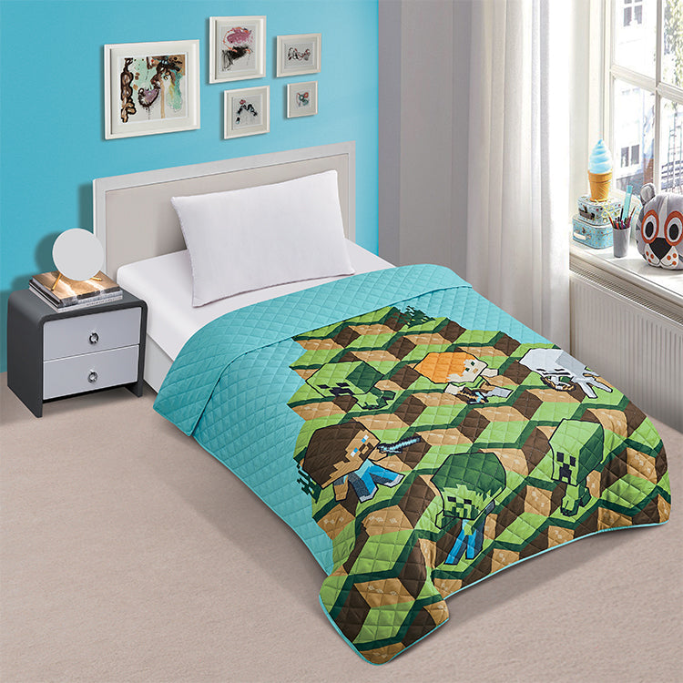 "Blocks" Minecraft Twin/Full Minecraft Bedspread