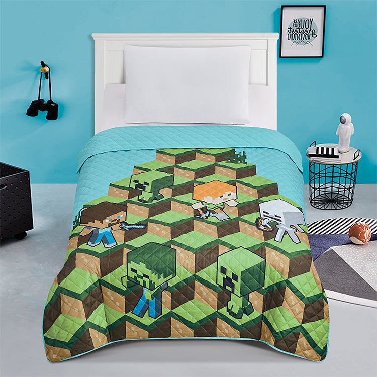 "Blocks" Minecraft Twin/Full Minecraft Bedspread