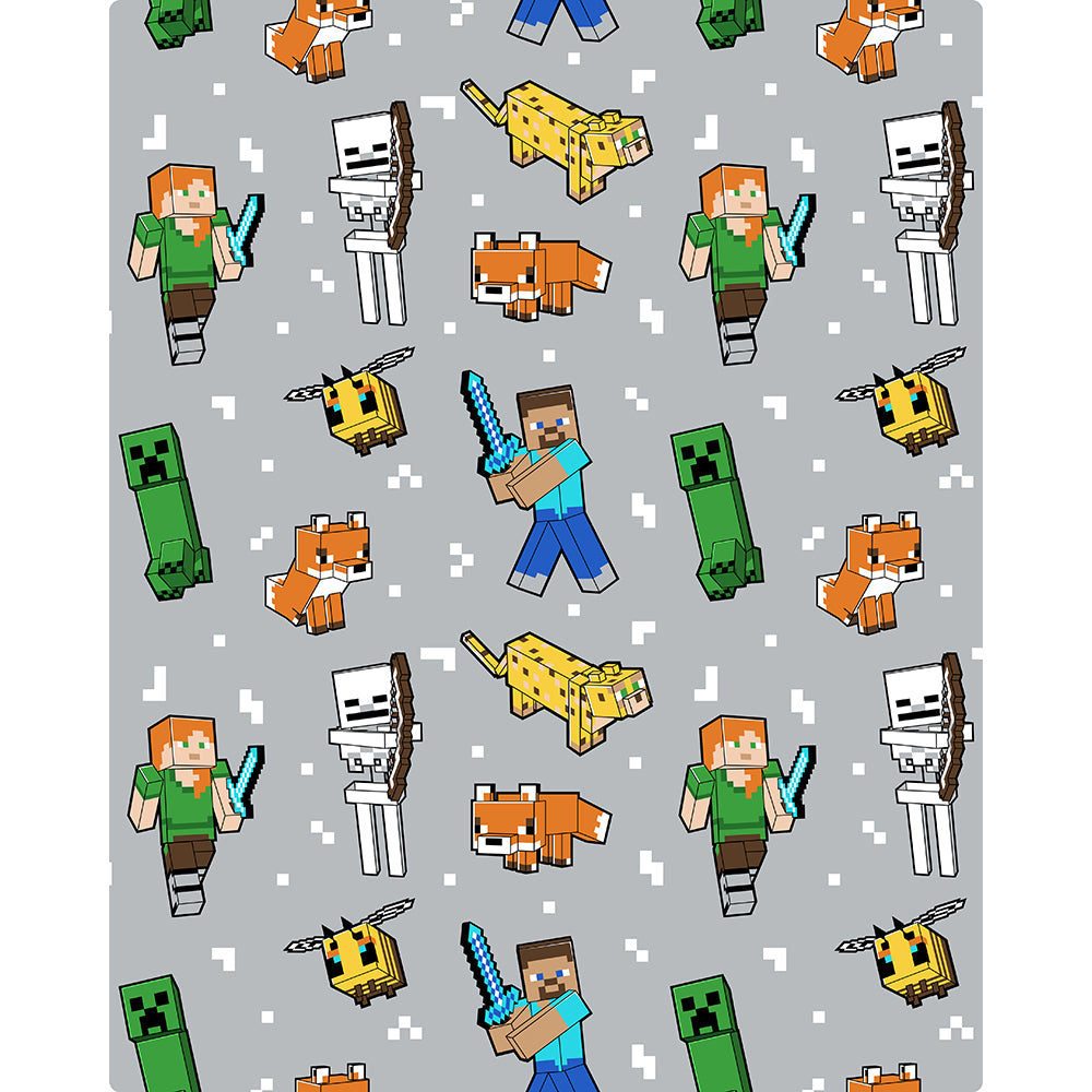 Minecraft "Mobs Together" Twin Flannel Rotary Blanket