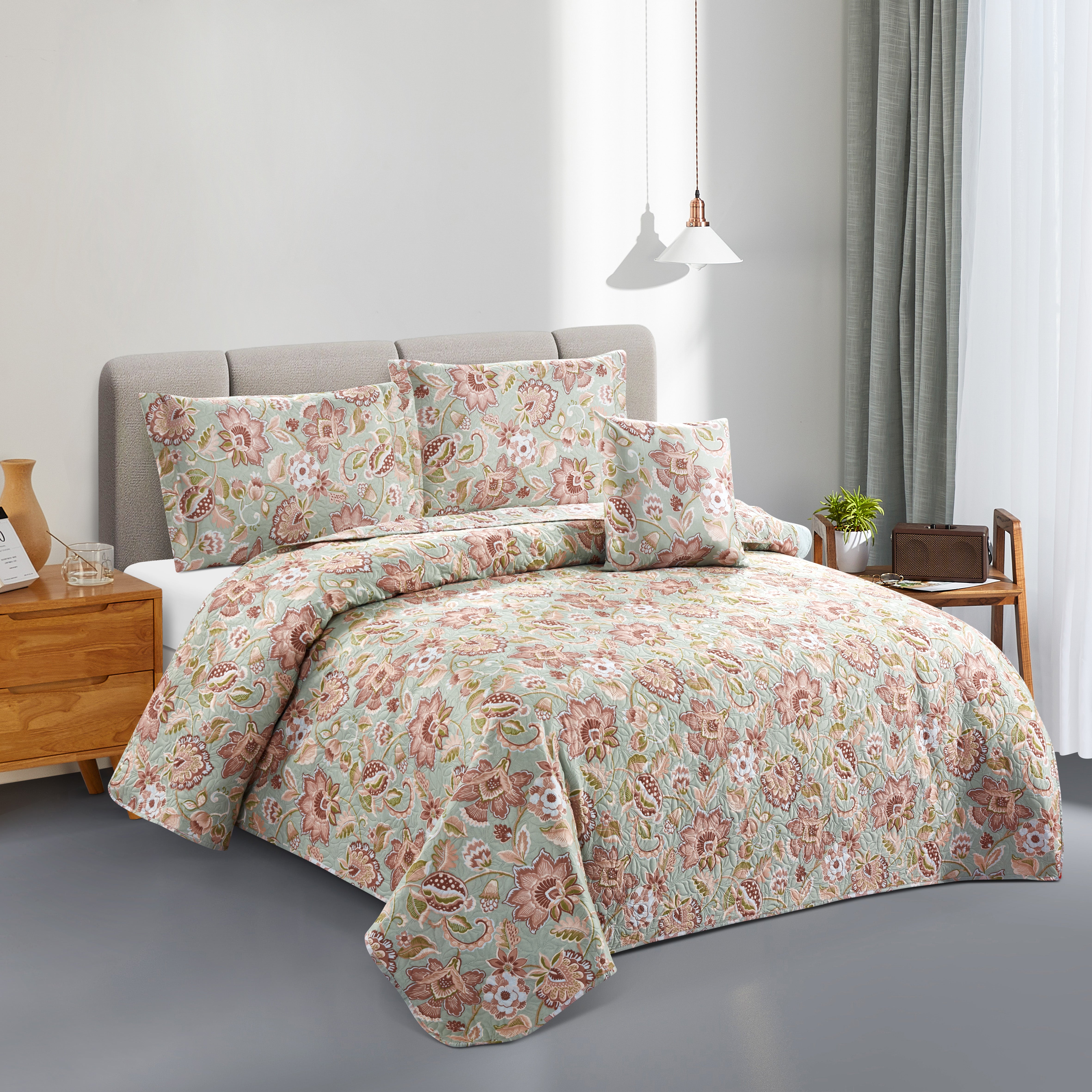MOONLIT SKY PRINTED DESIGN 4PC BEDSPREAD SET - (ASSORTED CASE PACK 16 PCS PER CASE)