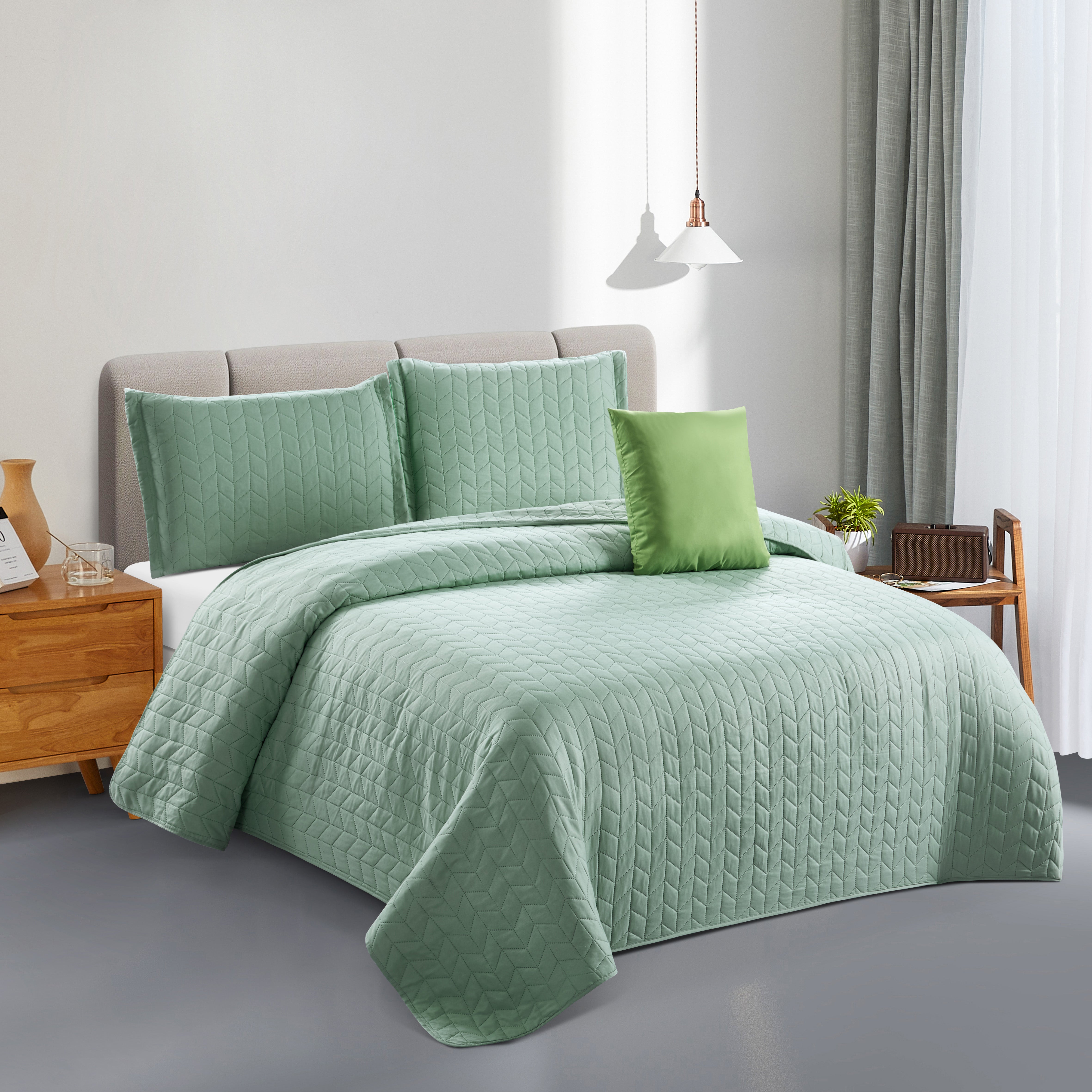 MOONLIT SKY SOLID DESIGN 4PC BEDSPREAD SET - (ASSORTED CASE PACK 16 PCS PER CASE)