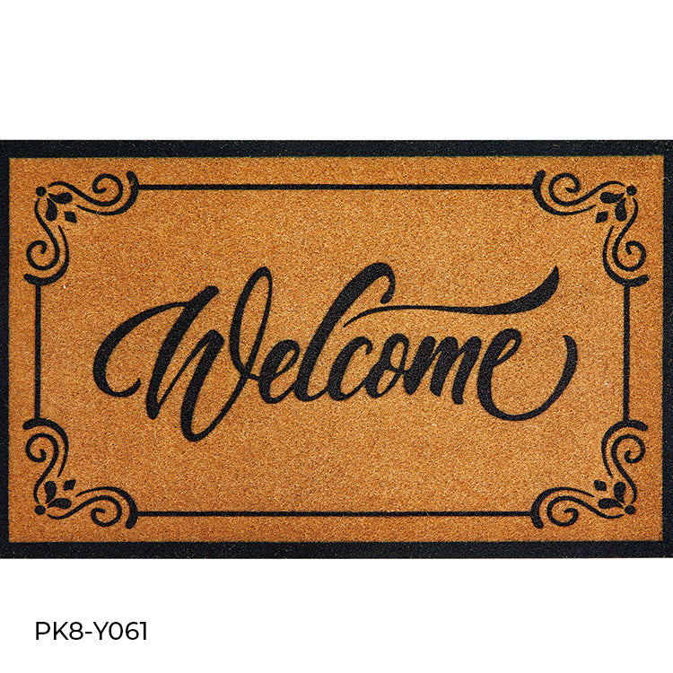 "WELCOME MEOW COIR" LASER DIGITAL SYNTHETIC RUBBER MATS-(ASSORTED CASE PACK 12 ITEMS PER CASE)