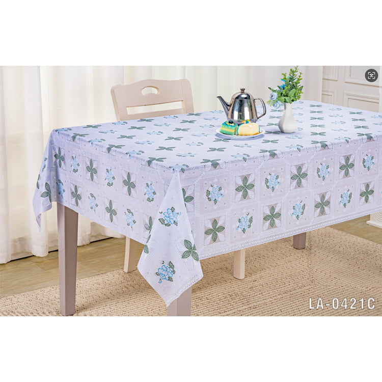 PVC LACE PRINTED TABLECLOTH-(SOLID CASE PACK 2 TABLE CLOTH PER CASE ACCORDING TO YOUR SELECTED DESIGN)