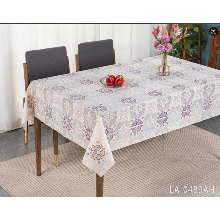 PVC LACE PRINTED TABLECLOTH-(SOLID CASE PACK 2 TABLE CLOTH PER CASE ACCORDING TO YOUR SELECTED DESIGN)