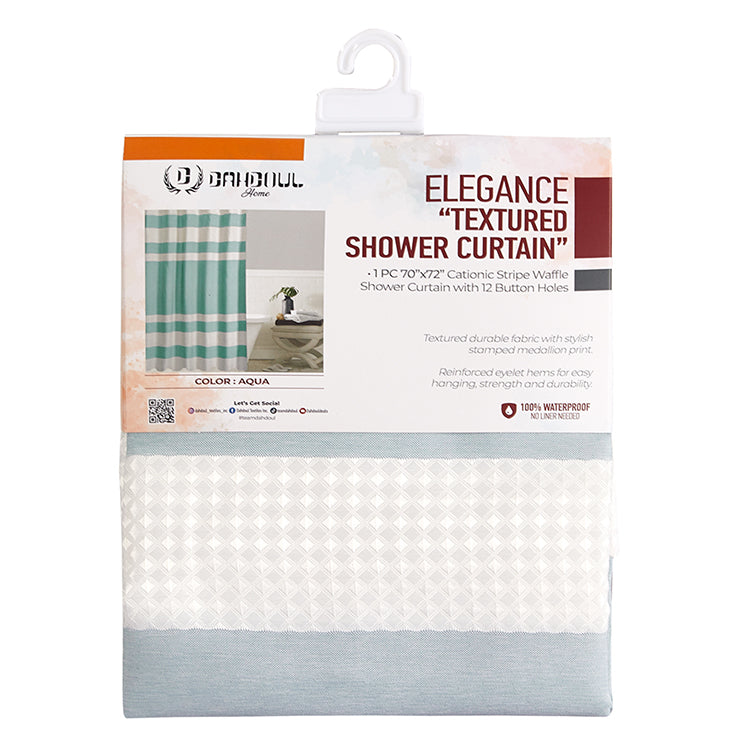 Elegance “Textured Shower Curtain Set" - Aqua