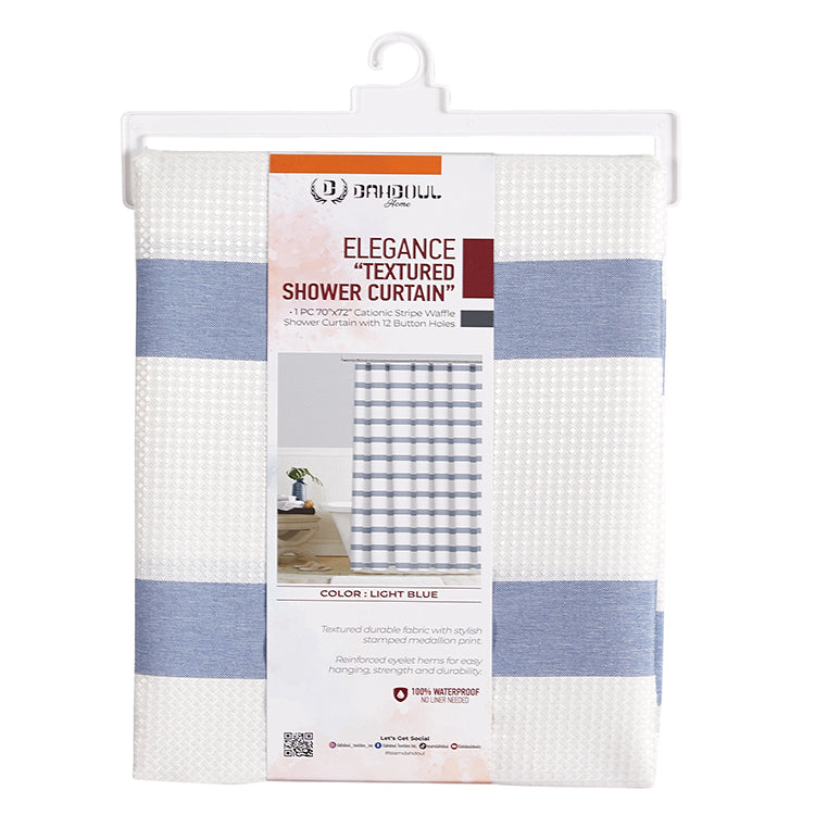 Elegance “Textured Shower Curtain Set" - Light Blue