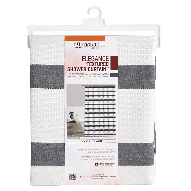 Elegance “Textured Shower Curtain Set" - Black