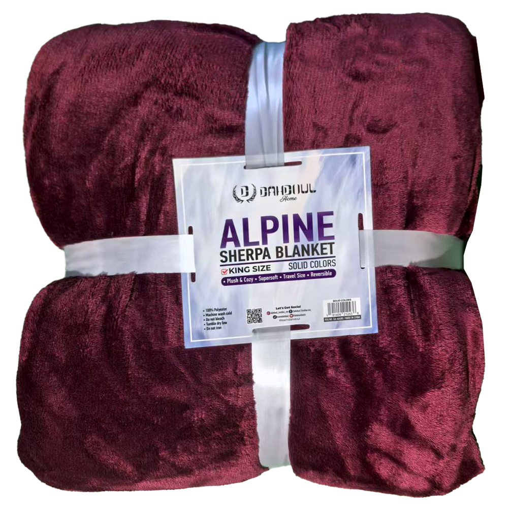 Alpine Sherpa Blanket in Solid Colors, Soft Plush Reversible Blanket with Sherpa Backing, 