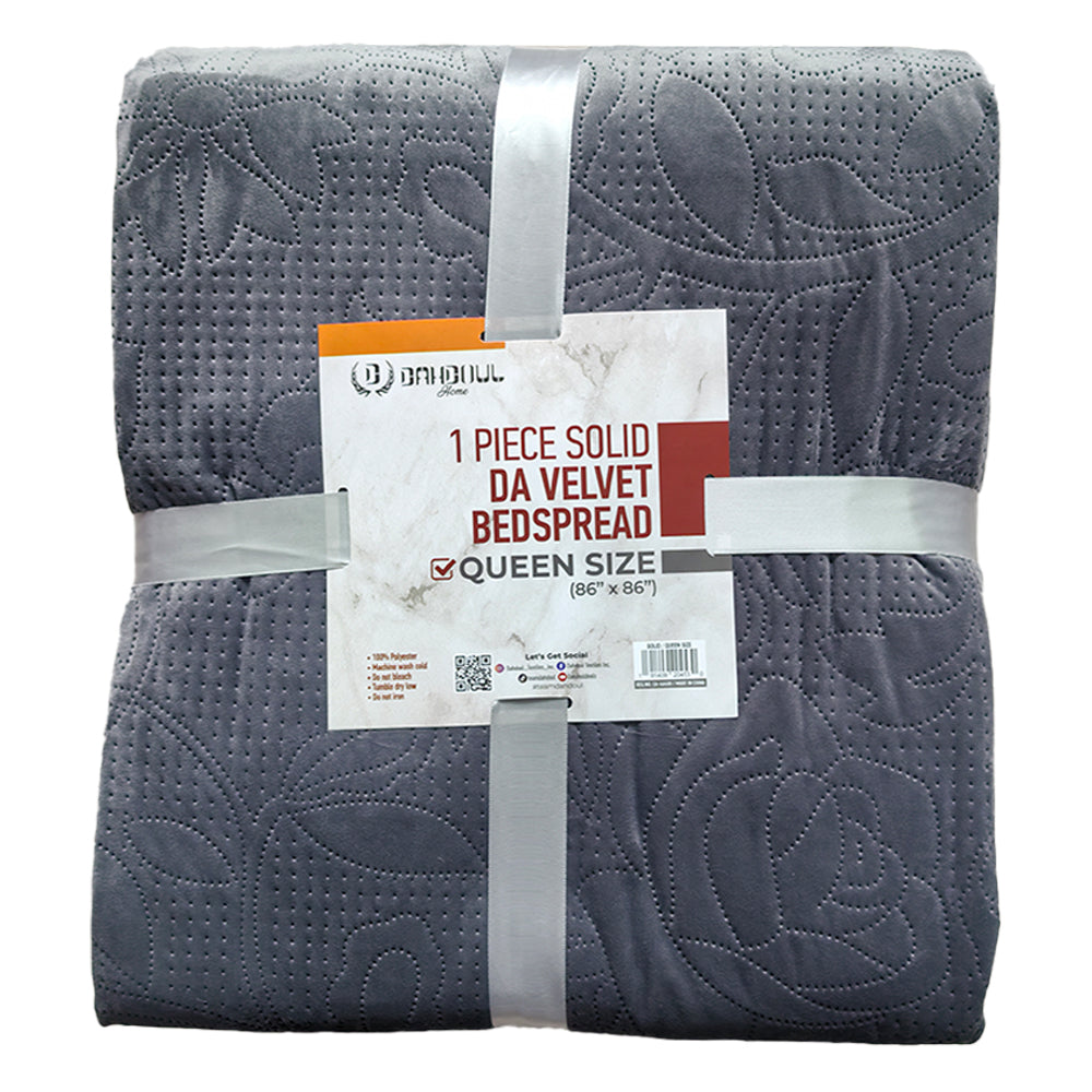 DA Velvet Bedspread Queen Size in Assorted Solid Colors, Soft Microfiber Velvet Bedspread with Embossed Pattern