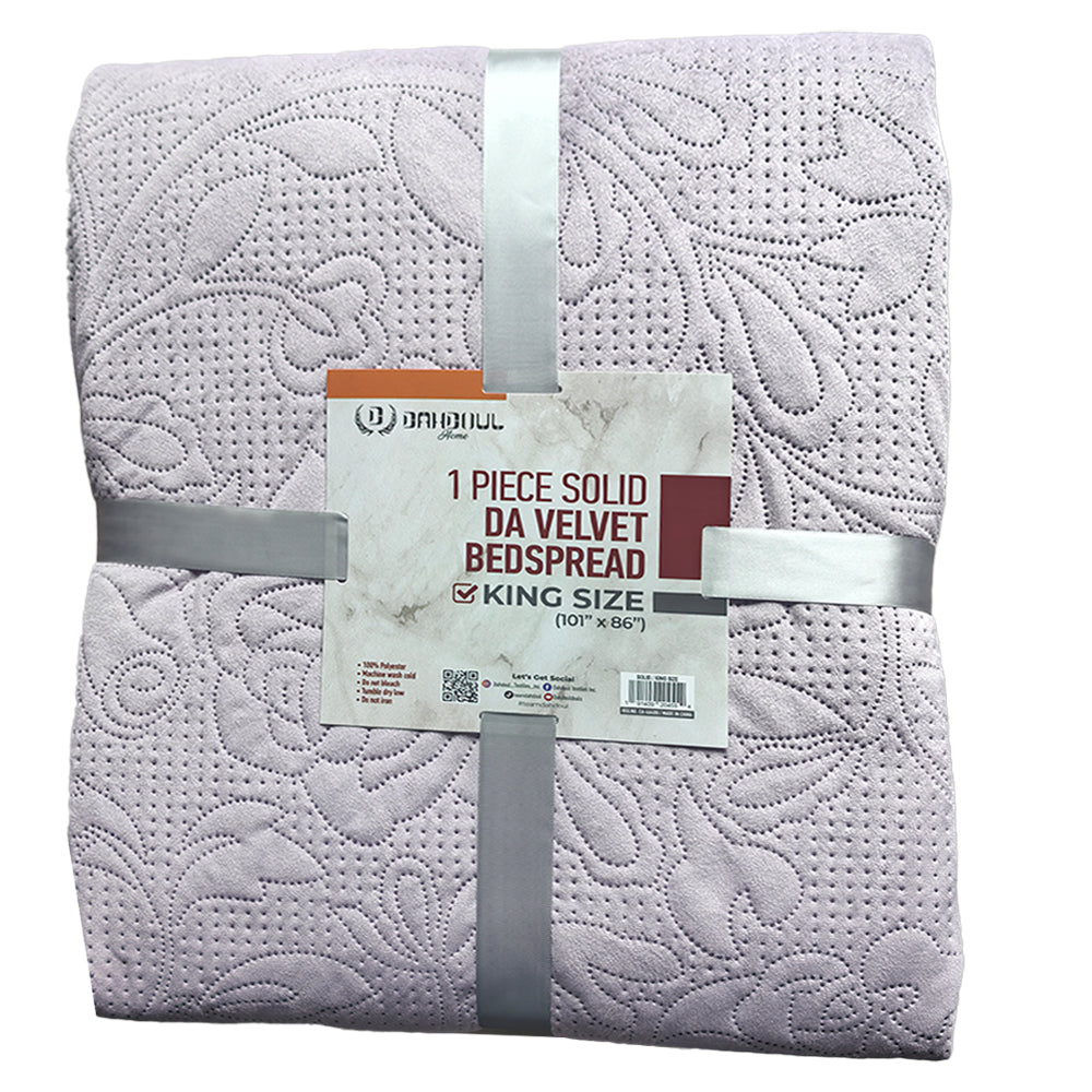 DA Velvet Bedspread Queen Size in Assorted Solid Colors, Soft Microfiber Velvet Bedspread with Embossed Pattern