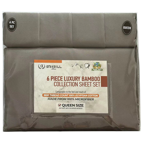 Luxury Bamboo Collection 6 Piece Sheet Set in Solid Colors, 1800 Series Wrinkle-Free Microfiber Bedding Set