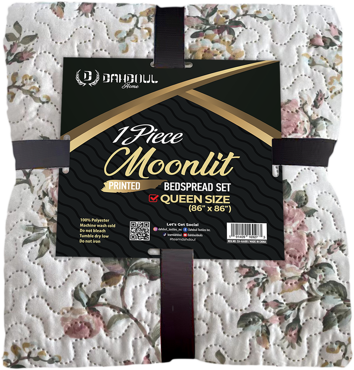 Moonlit Printed Microfiber Bedspread with Floral Designs