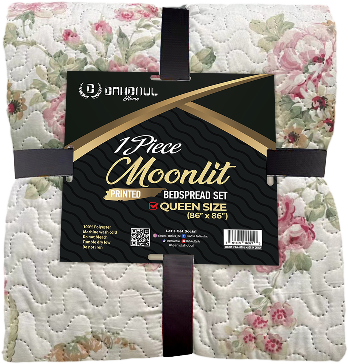 Moonlit Printed Microfiber Bedspread with Floral Designs