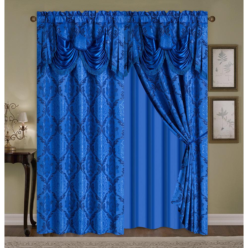 2 Pieces Amina Collection Jacquard Window Curtain With Valance and Backing