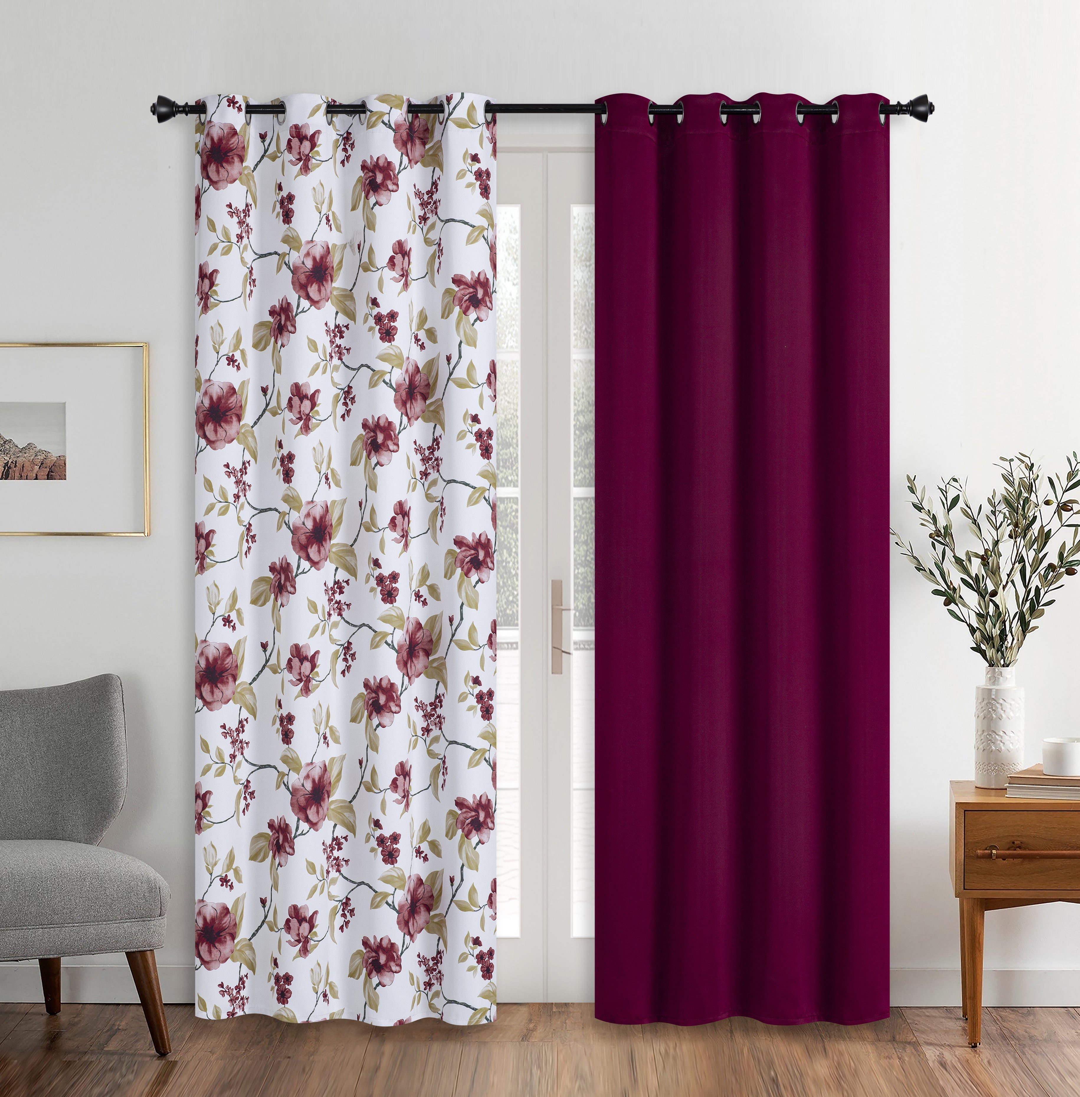 "RS-1 BURGUNDY" REAL SHADE BLACKOUT (NEW ARRIVAL) WINDOW CURTAIN-(SOLID CASE PACK 12 ITEM PER CASE)