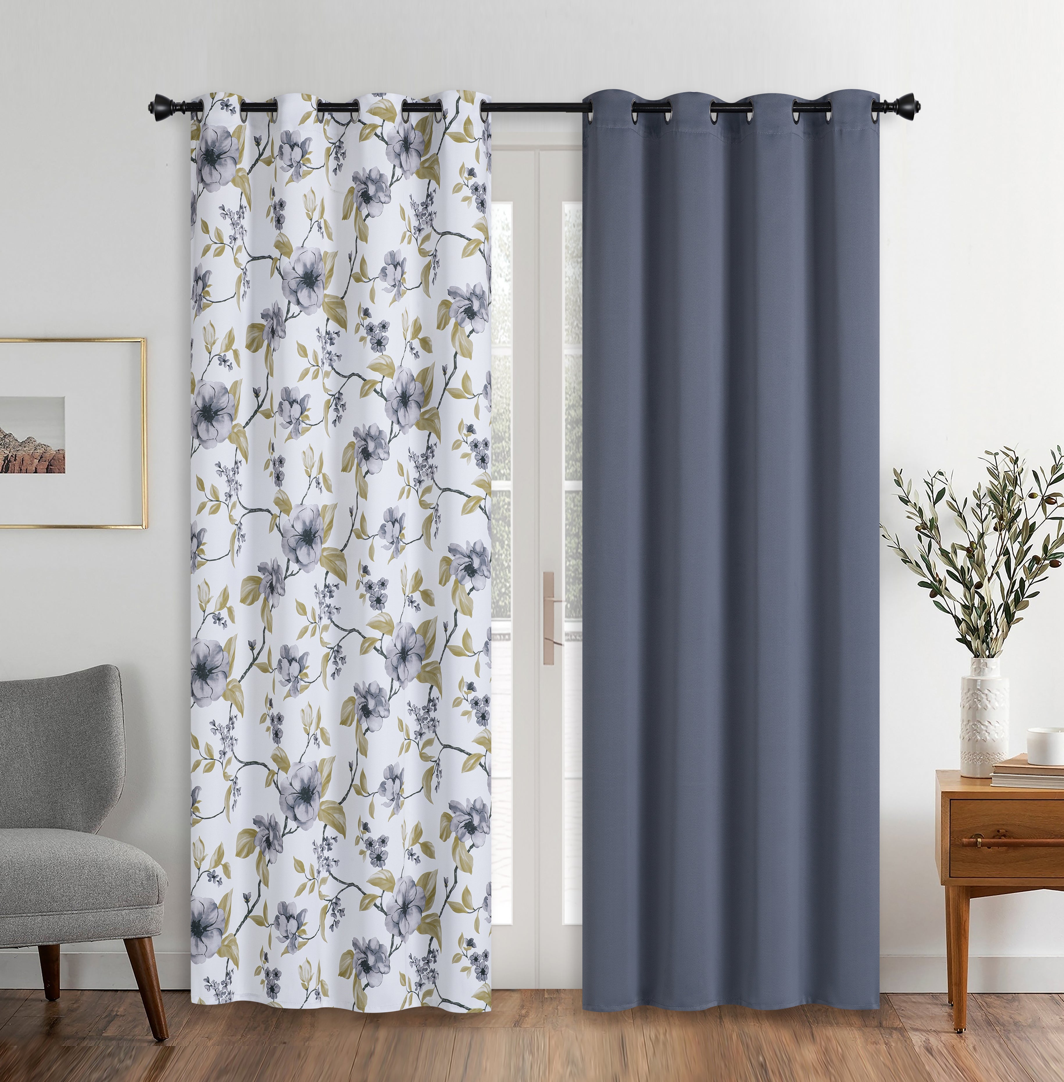 "RS-1 CHARCOAL" REAL SHADE BLACKOUT (NEW ARRIVAL) WINDOW CURTAIN-(SOLID CASE PACK 12 ITEM PER CASE)