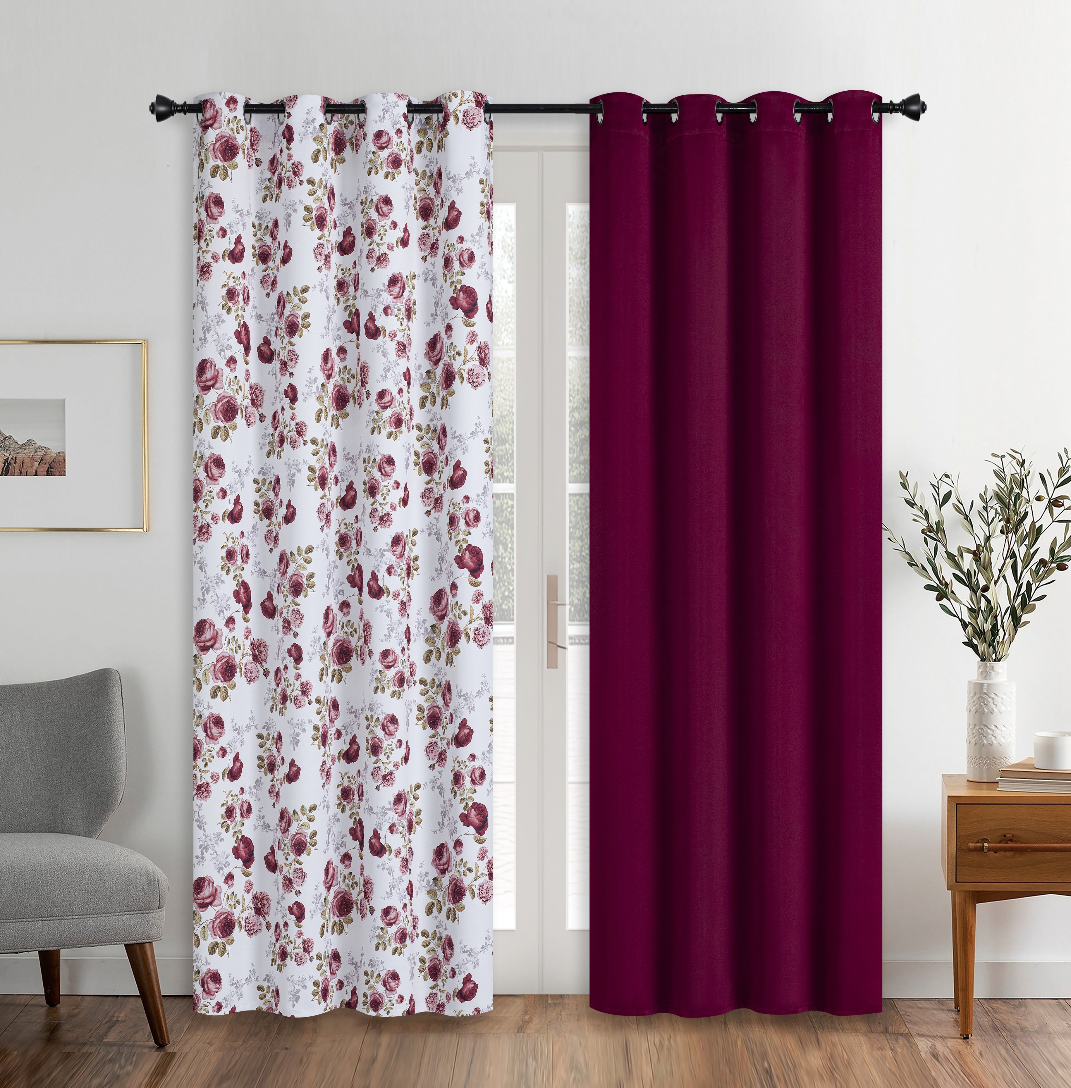 "RS-2 BURGUNDY" REAL SHADE BLACKOUT (NEW ARRIVAL) WINDOW CURTAIN-(SOLID CASE PACK 12 ITEM PER CASE)